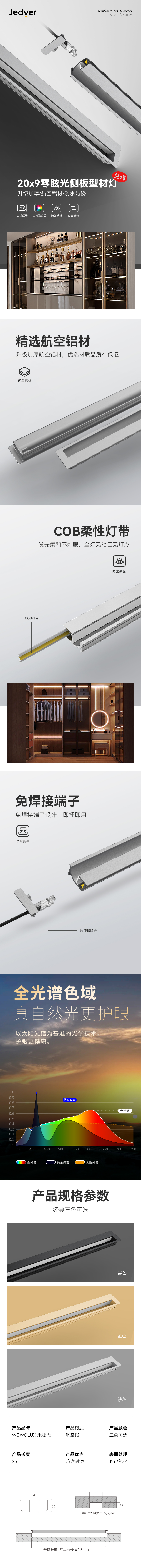 免焊零眩光侧板型材灯